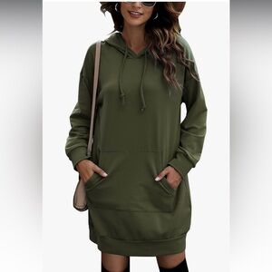 Olive Green Hoodie Dress